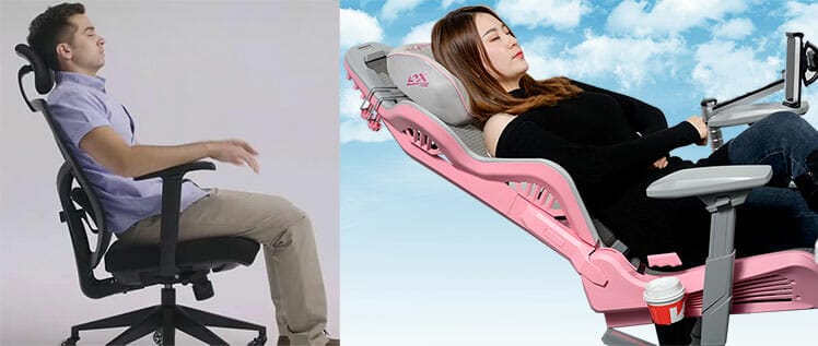 Gaming chair vs office chair recline example