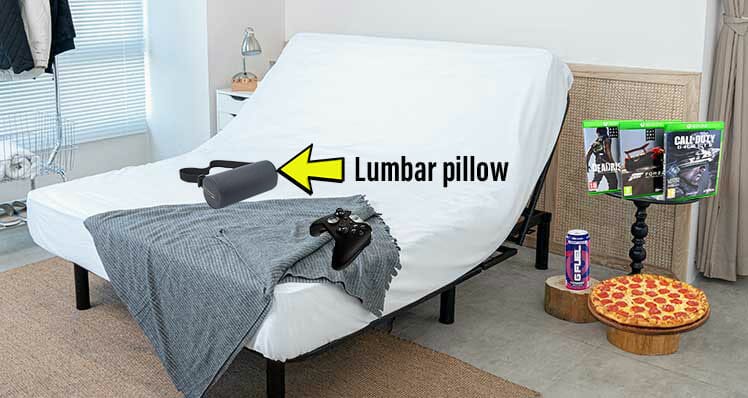Flexispot bed with lumbar pillow