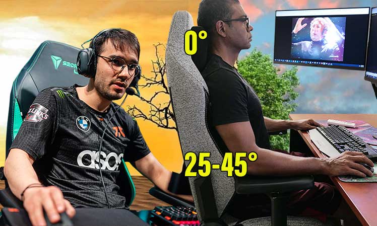 Bad vs healthy gaming chair headrest postures