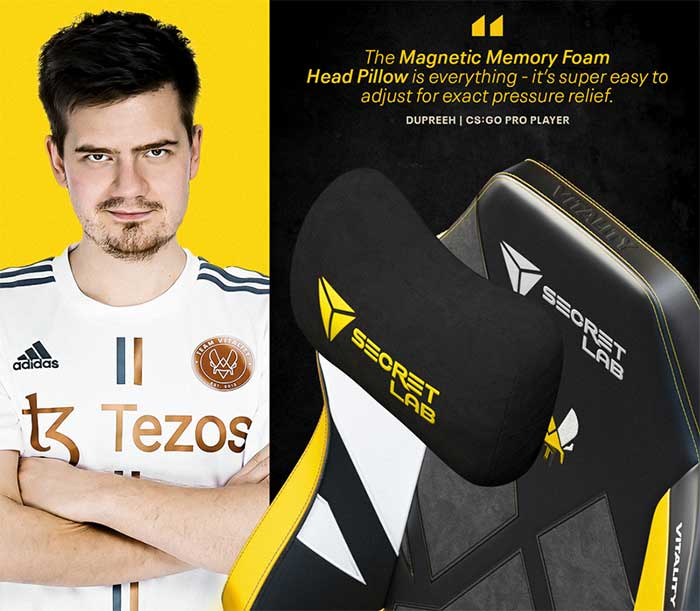 Secretlab memory foam lumbar pillow testimonial from Dupreeh