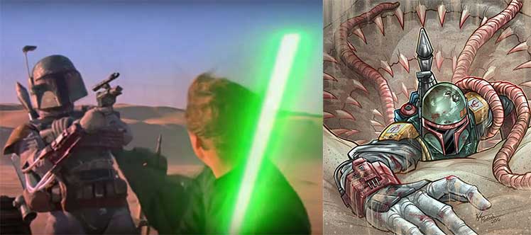 Boba Fett Luke Skywalker fight