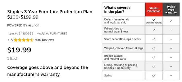 Staples Hyken warranty extension
