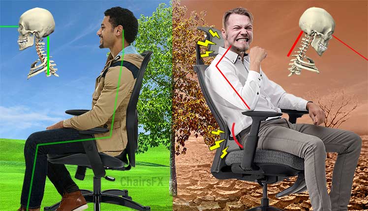 Mid-back ergonomic chair without headrest benefit