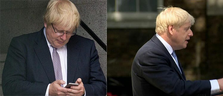Boris Johnson with poor texting posture