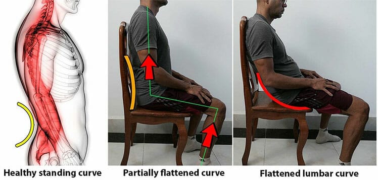 Lumbar support demo using a wooden dining chair