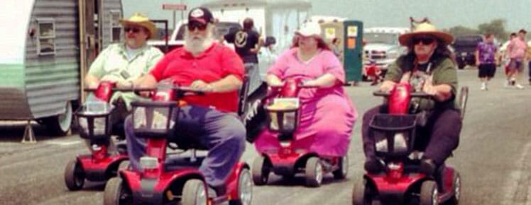 Fat Americans on mobility scooters