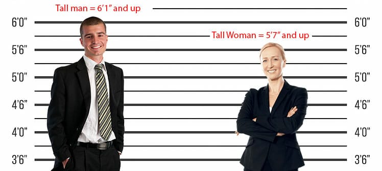 Definition of 'tall' for men and women