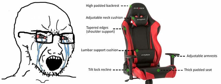 Gaming chair features upset office chair fans