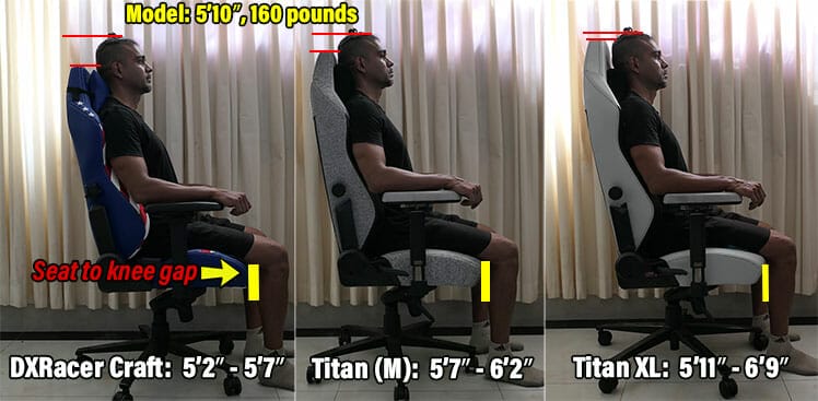 Gaming chair sizing demo