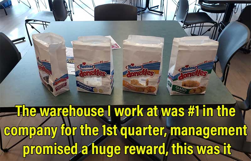 Antiwork post receive donut reward