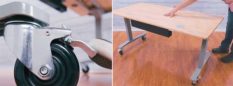 Caster wheels for standing desks