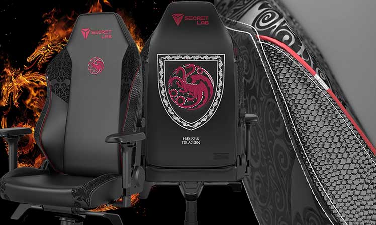 House of the Dragon gaming chairs front and back views