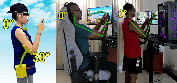 Healthy texting postures using a sit-stand desk for support