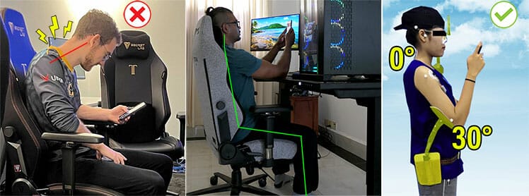 Mobile computing positions with and without ergonomic support
