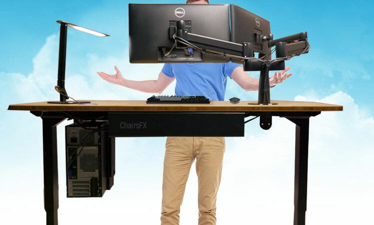 Uplift V2 sit to stand desk with accessories
