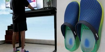 Crocs clogs for anti-fatigue foot support at a standing desk
