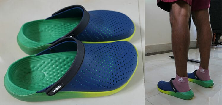 Crocs Literide clogs used at a standing desk