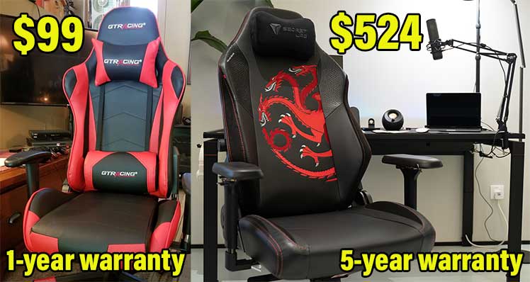 Cheap GTRacing chair compared with premium Secretlab chair