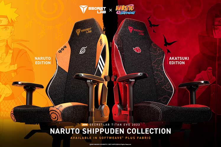 Secretlab Titan Naruto and Akatsuki gaming chairs 