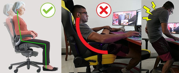 Ergonomic office chair vs gaming chair postural integrity examples