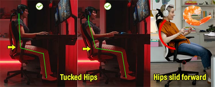 Vantum gaming chair sitting styles