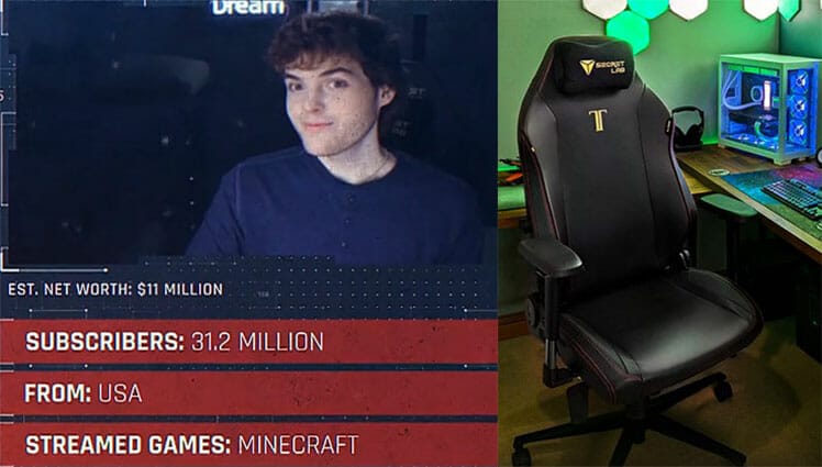 Dream gaming chair and Youtube statistics