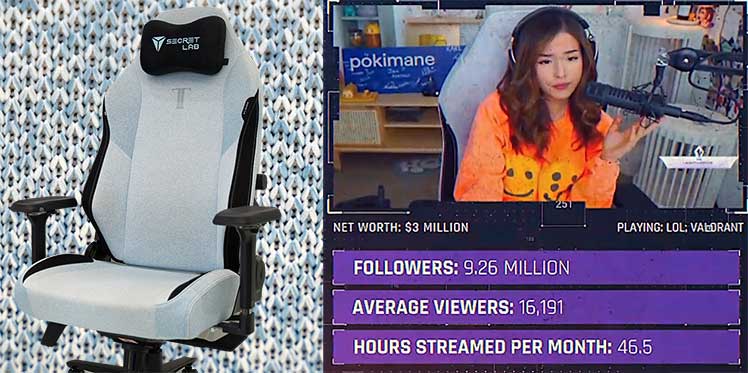 Pokimane gaming chair and streaming statistics