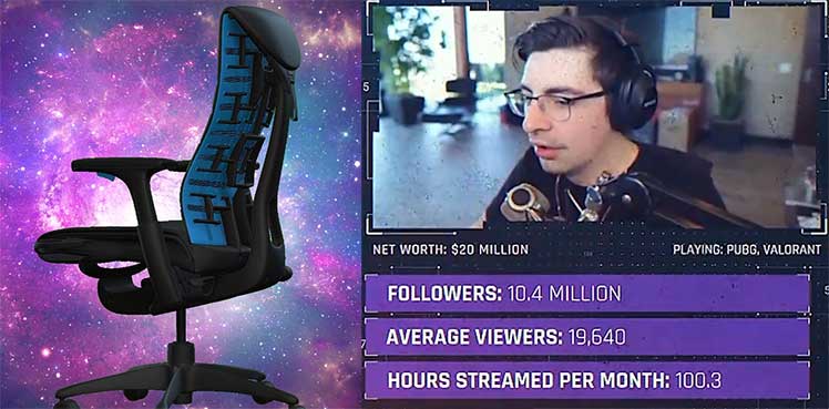 Shroud gaming chair and streaming statistics