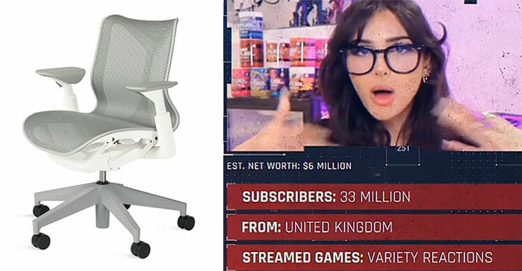 SSSniperwolf gaming chair and Youtube statistics