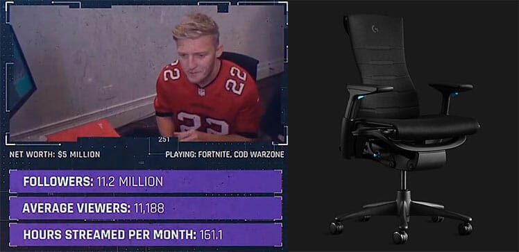 Tfue gaming chair and streaming statistics
