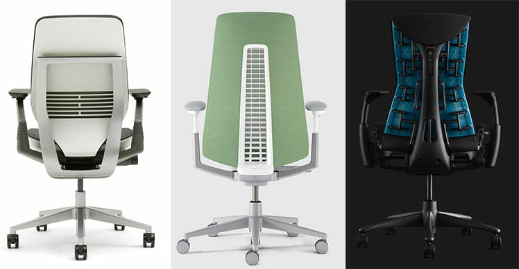 Steelcase Gesture vs Fern vs Embody backrest styles compared