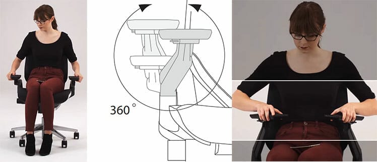 Steelcase Gesture 360-degree rotational arm mobile support functions