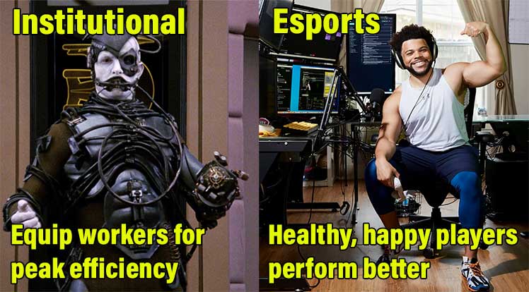 Institutional vs esports performance-boosting philosophy comparison