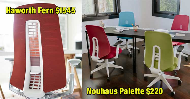 Haworth Fern vs Nouhaus Palette chair design similarity