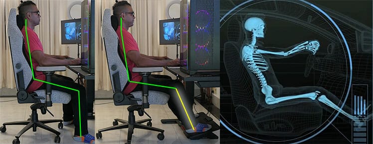 Neutral posture footrest support benefit diagram