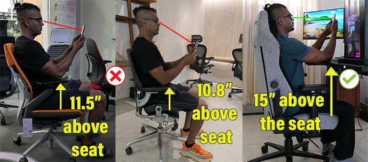 Mobile support demo in Gesture and Aeron chairs versus at a standing desk