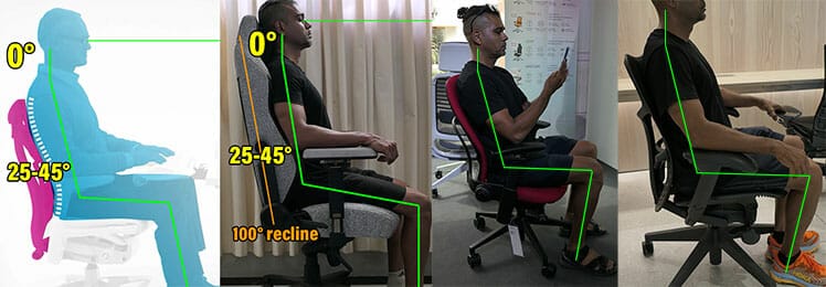 Neutral sitting postures in high-end chairs