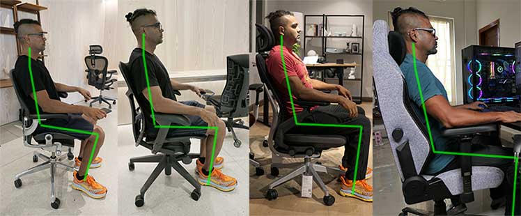 Neutral sitting postures in premium ergonomic chairs