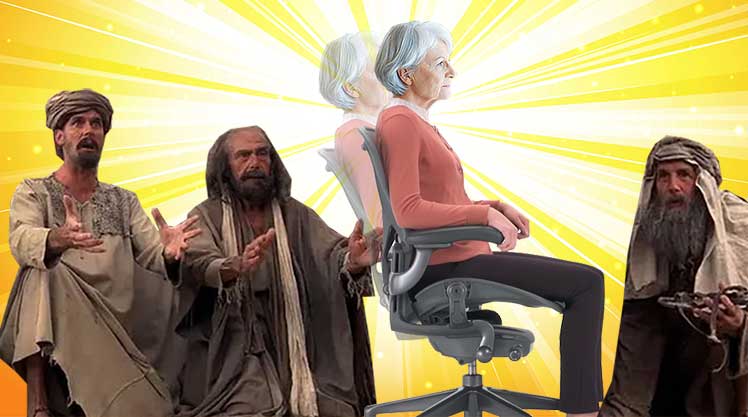 Worshippers revering the Herman Miller Aeron chair