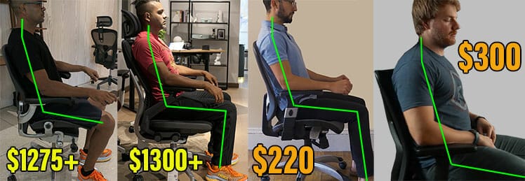 Neutral postures in Aeron and other ergonomic office chairs
