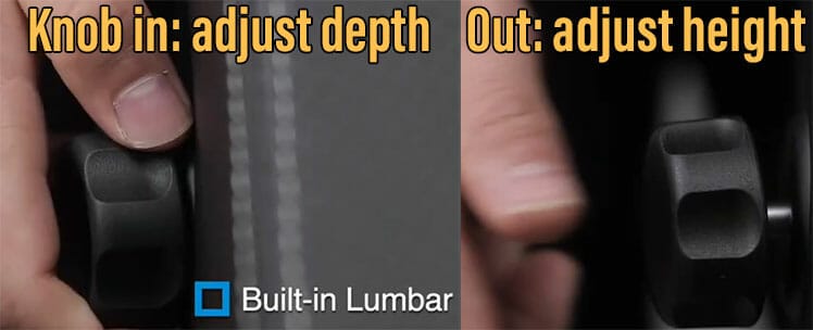 DXRacer Master Series lumbar support controls