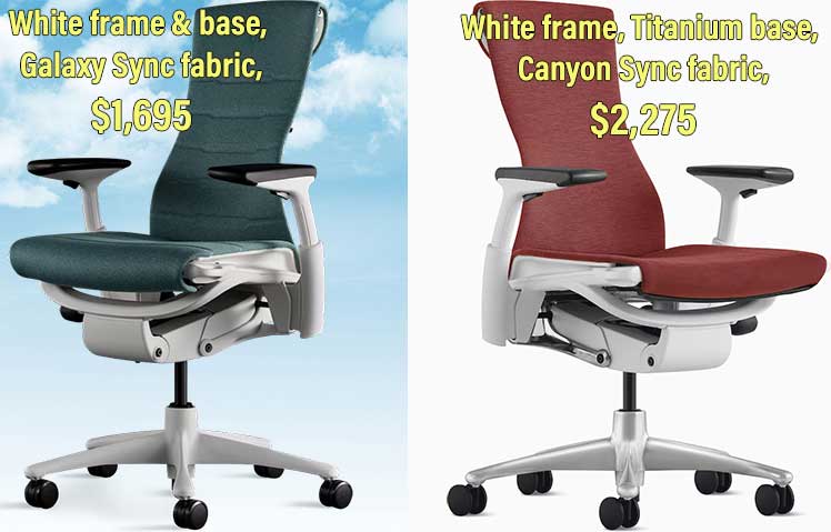 Embody gaming vs office chair pricing difference
