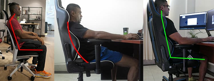 Sloppy vs healthy gaming chair posture