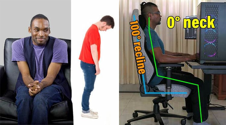 Poor posture no confidence versus good posture and confidence poses