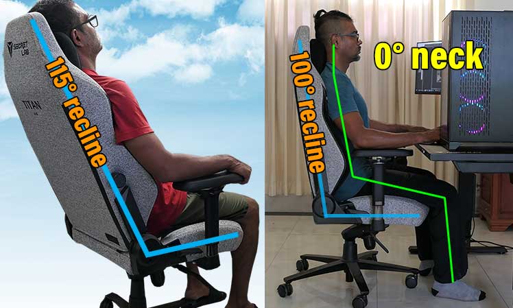 Relaxed vs strict postures in a Titan 2022 Series chair