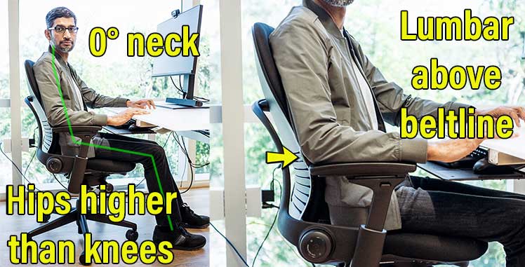 Google CEO shows off perfect posture in a Steelcase Leap ergonomic chair