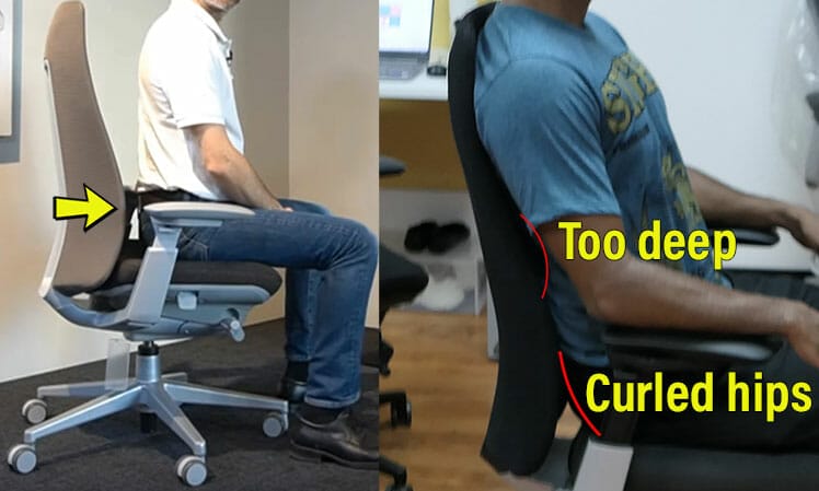 Technical issues with the Haworth Fern chair demonstrated by two men