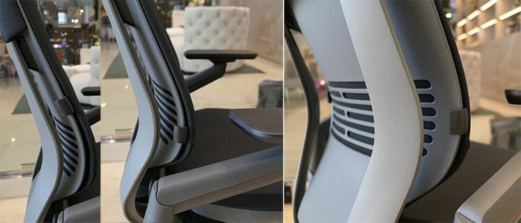 Closeup of the Steelcase Gesture lumbar support add-on