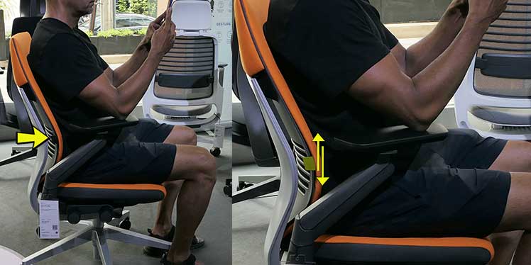 Closeup of the Steelcase Gesture lumbar support