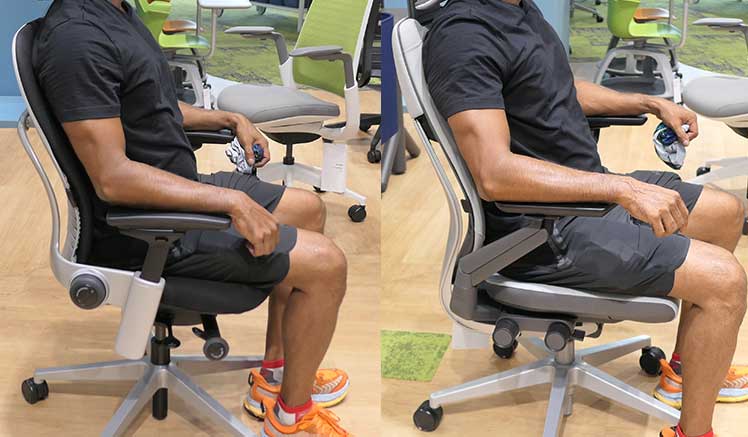 Healthy postures compared in Steelcase Leap and Gesture chairs